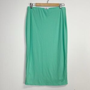 AFRM Los Angeles Skirt Women Size Medium Green Pull On Ribbed Midi